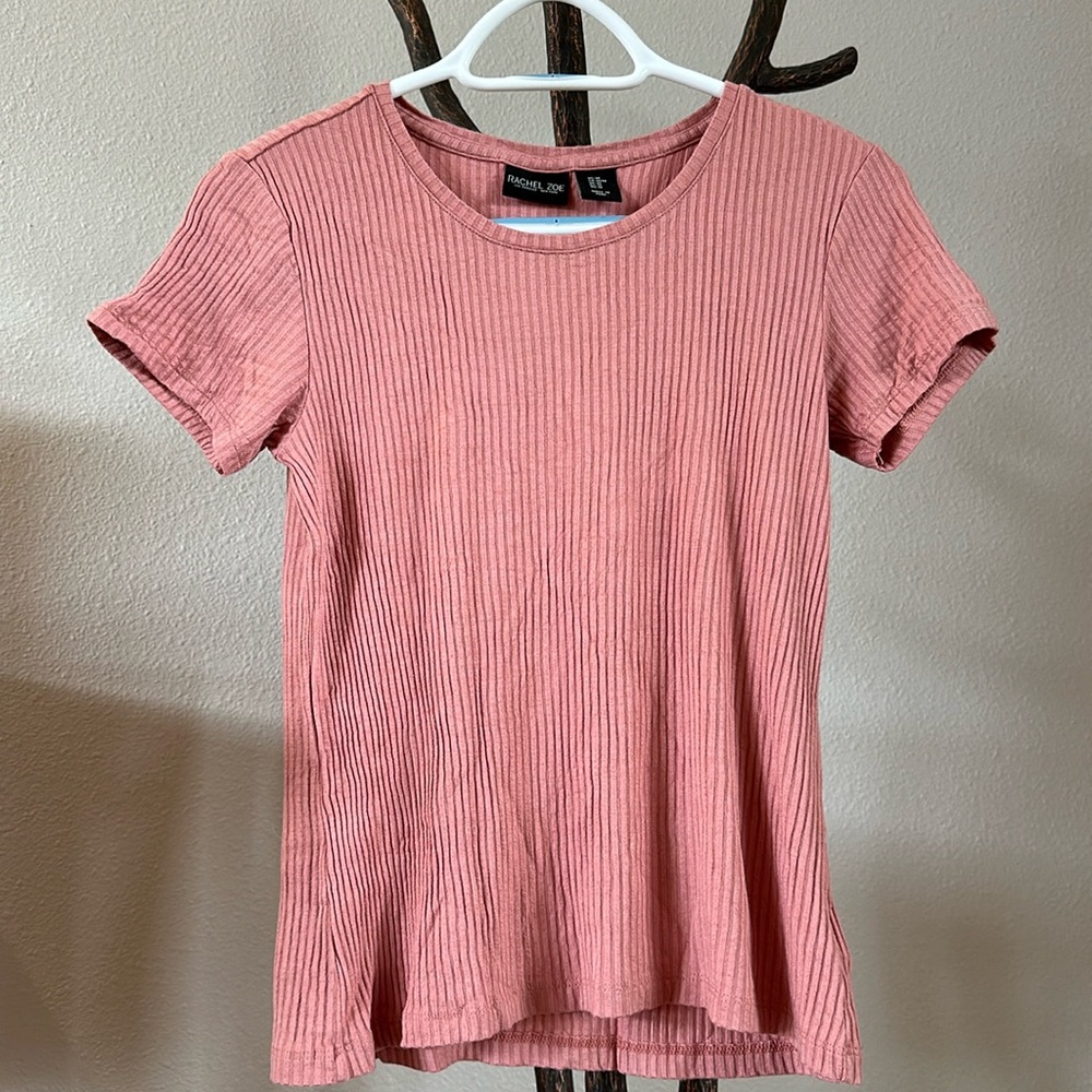 Rachel Zoe blush, ribbed top, M